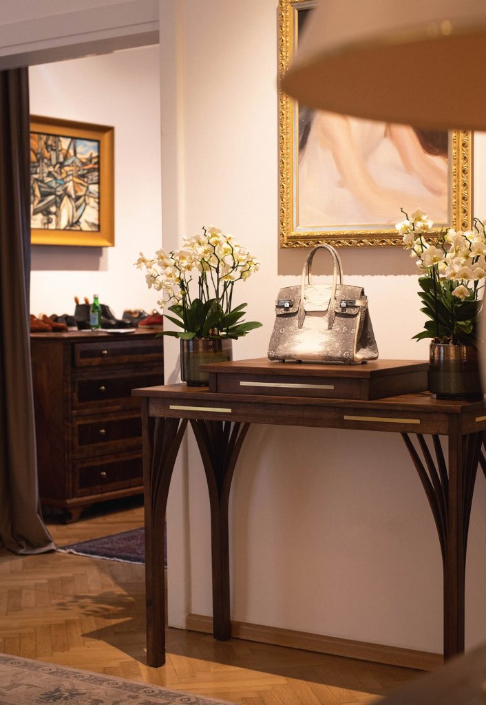 Handmade walnut console